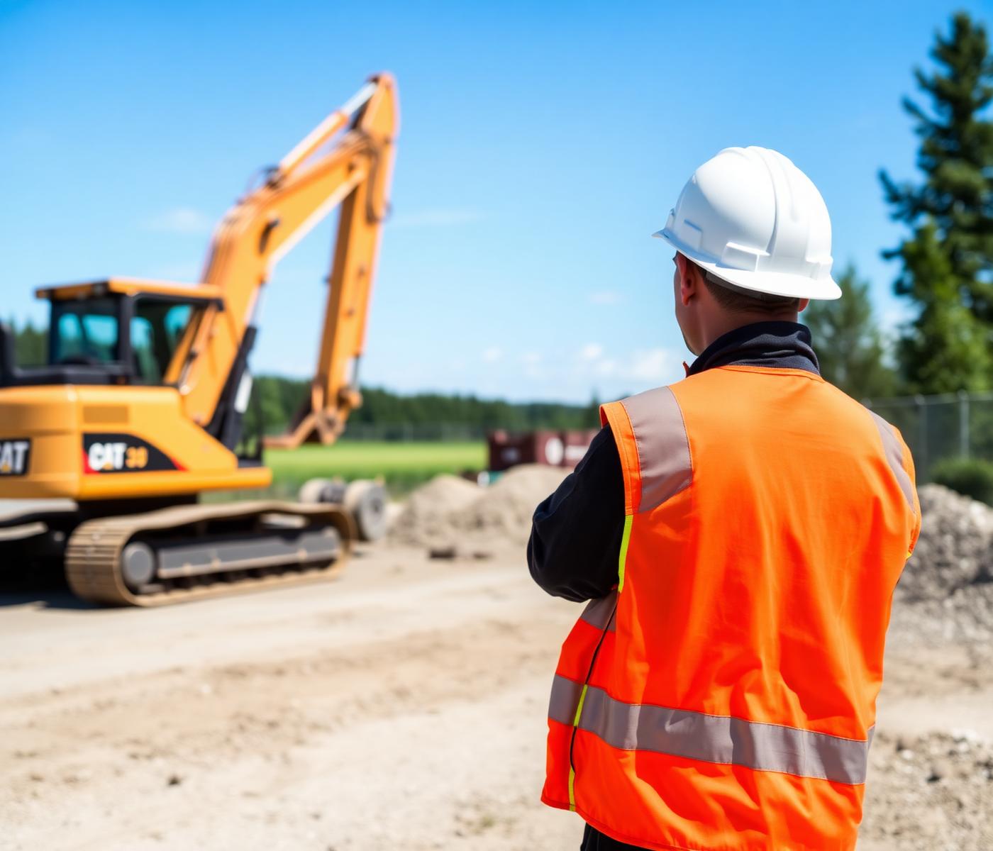 Chantier d'excavation observé par un contremaître au Québec
